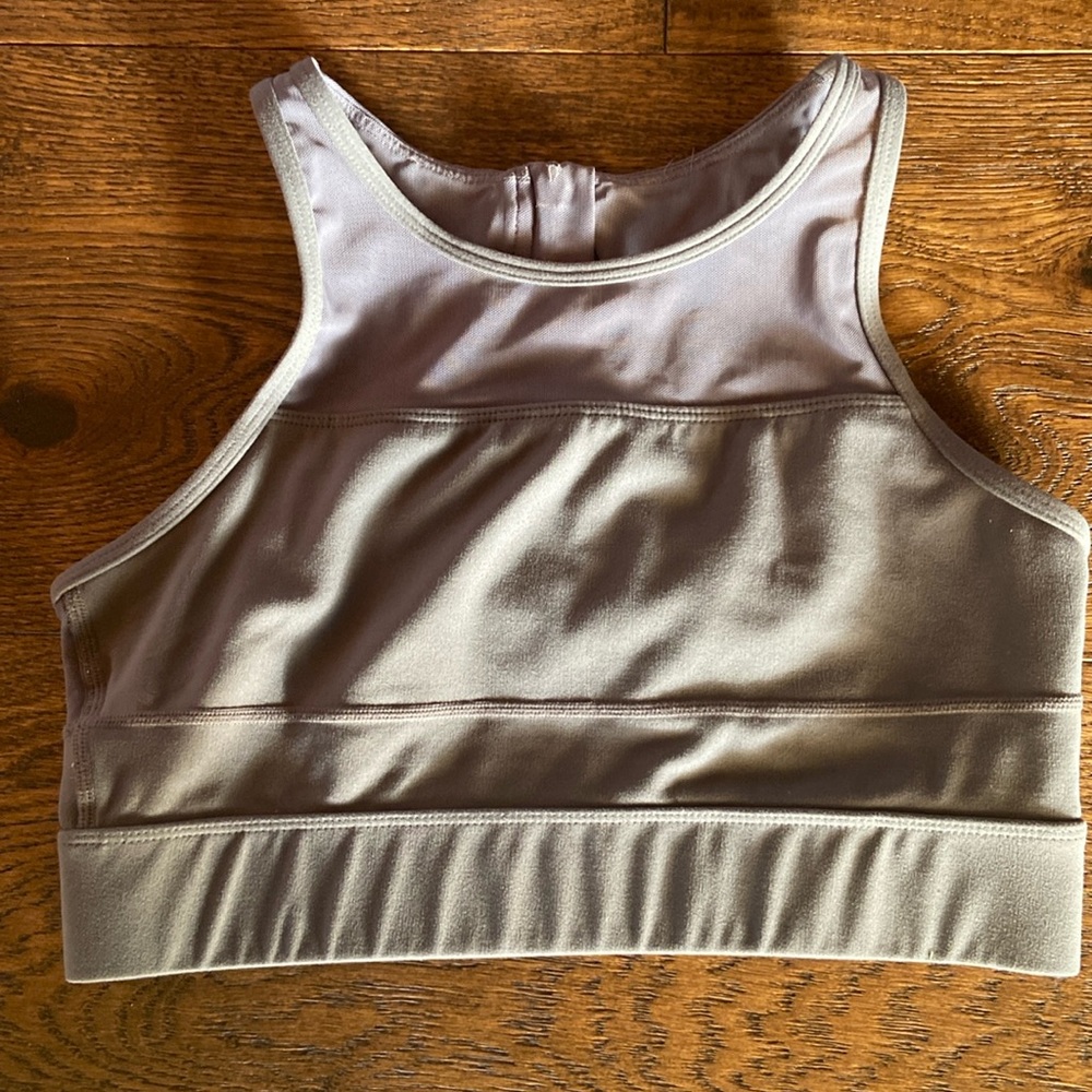 Zyia high neck size small sports bra, dark gray